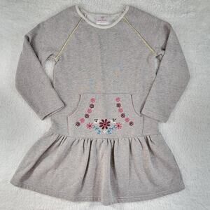 Hanna Andersson Grey Glitter Sweatshirt Dress with Embroidered Front Pocket